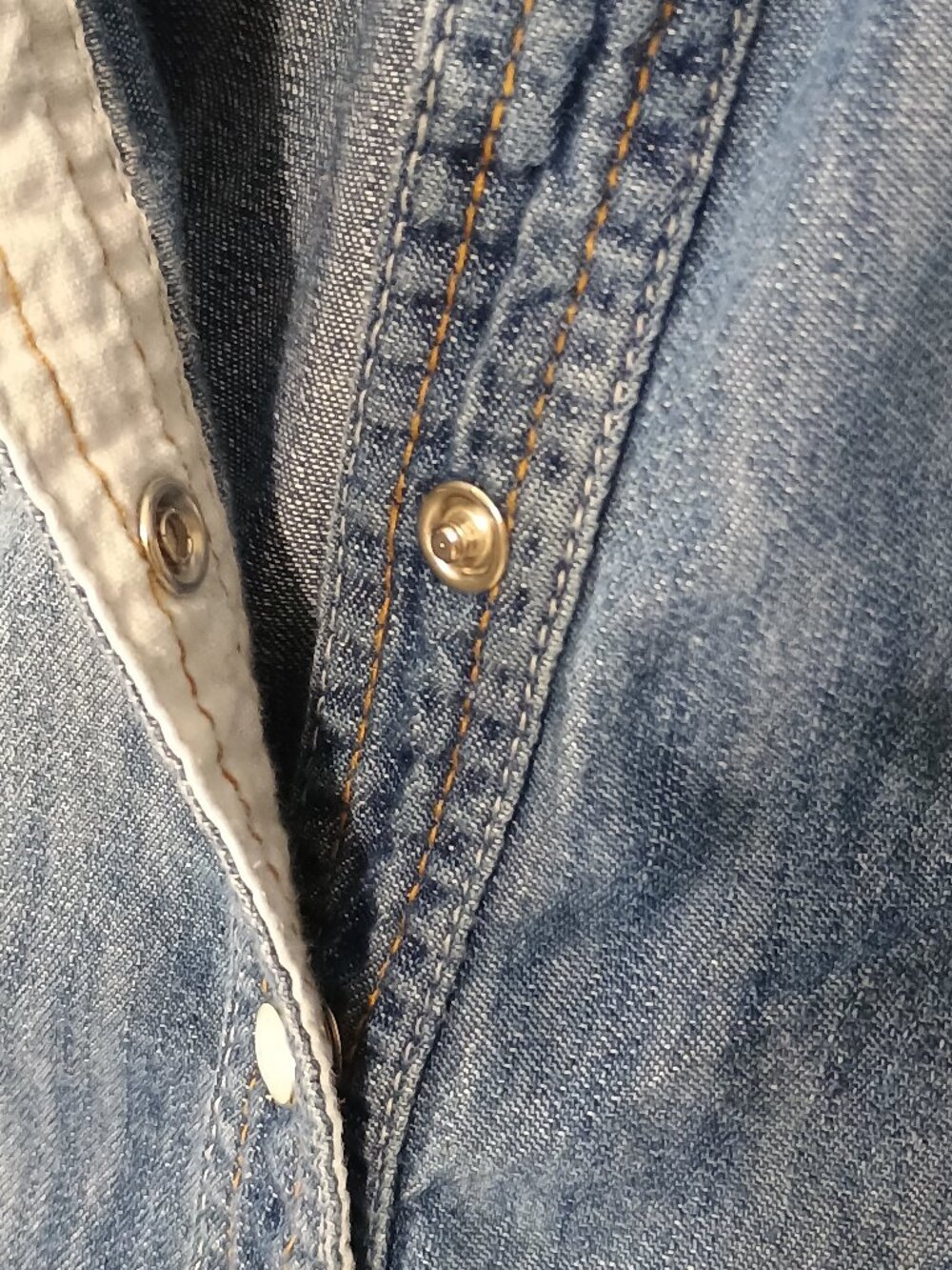 Simply Be Chambray Denim Button Front Western Shirt Plus Size Roll Tab Sleeve - Picture 8 of 13